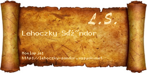 Lehoczky Sándor névjegykártya